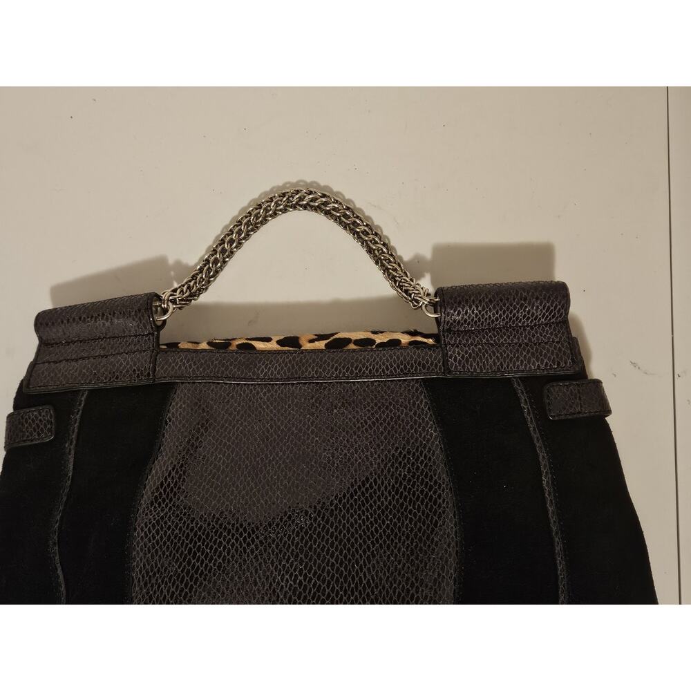 Vince Camuto Leather Animal Print Metal Handle Handbag 16x11x3 EUC - Picture 6 of 16